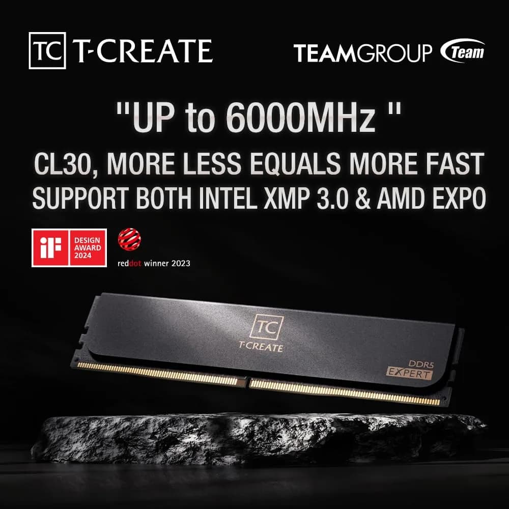 TEAMGROUP T-Create Expert CL30 DDR5 32GB (2x16GB) 6000MHz Desktop RAM White | Overclocking Memory Module - view 3