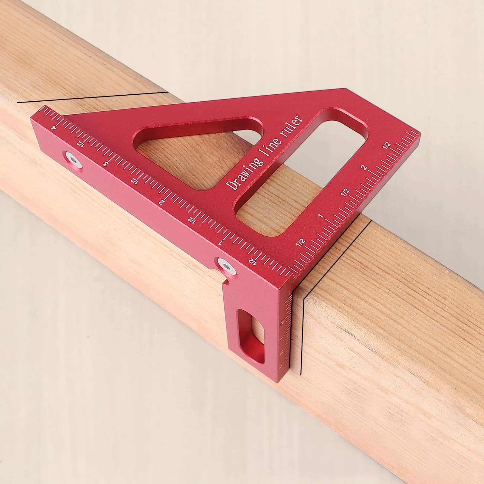 KETIPED Imperial 3D Multi-Angle Measuring Ruler,45/90 Degree Aluminum Alloy Woodworking Square Protractor, 4.4 inch | High Precision Layout Tool