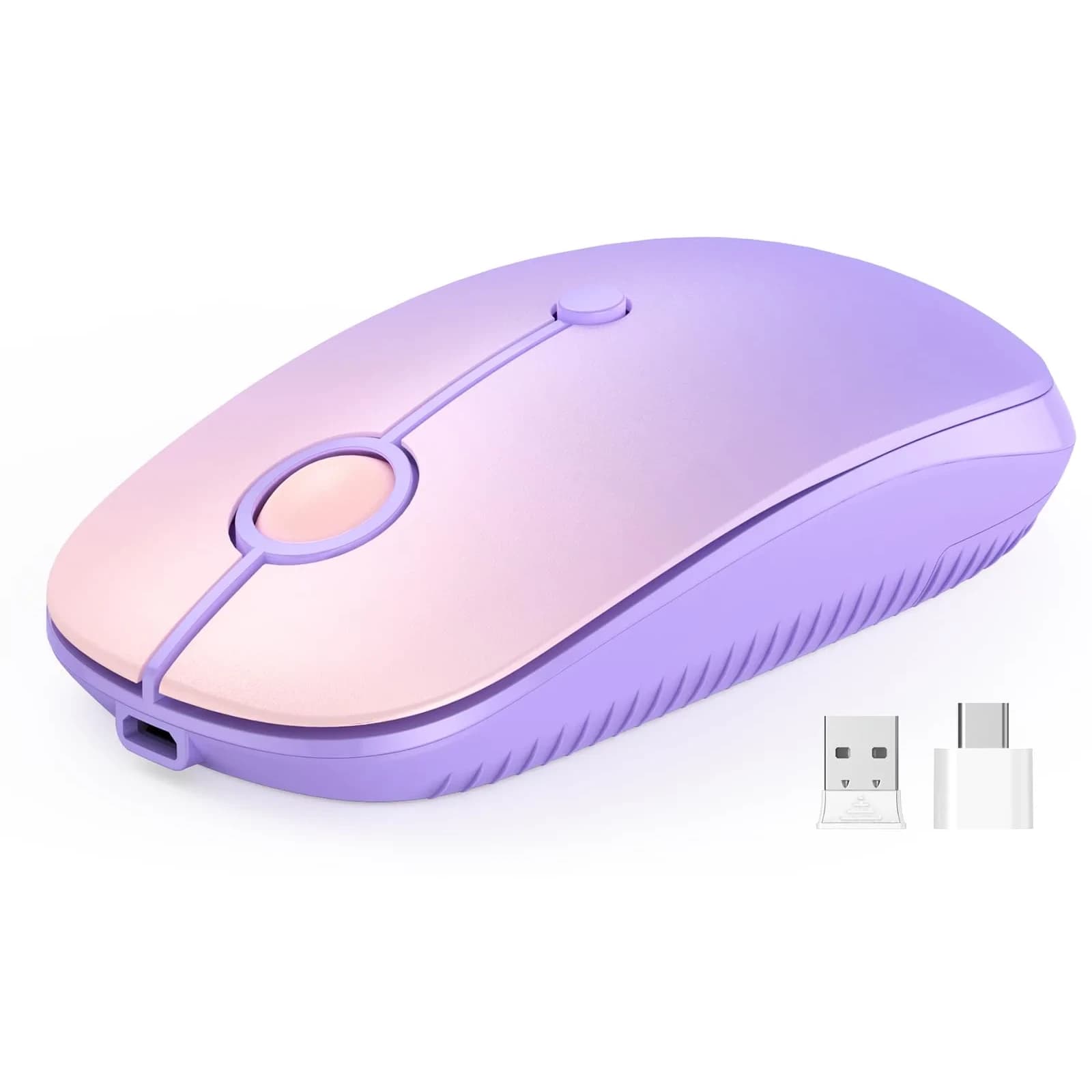 VssoPlor Type-C Wireless Mouse, Dual Mode 2.4G Cordless Mouse with USB & Type-C Receiver, Gradient Purple | Ergonomic Design for PC, Laptop, MacBook - main product image