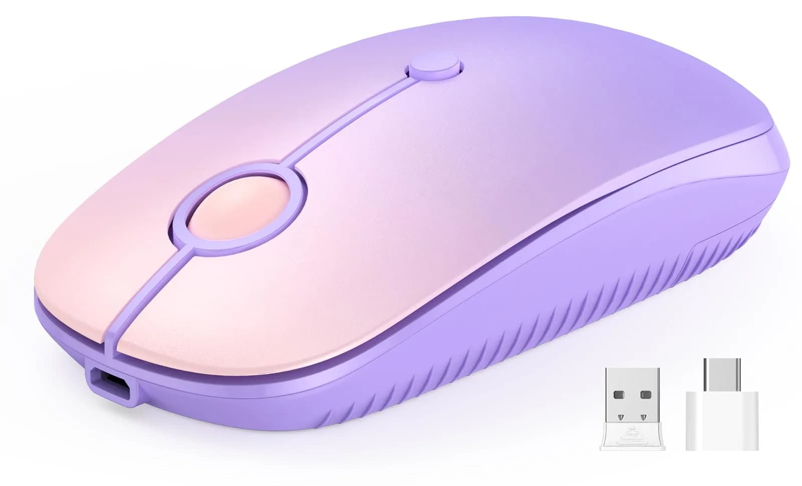 VssoPlor Type-C Wireless Mouse - Gradient Purple, Ergonomic, Rechargeable with USB & Type-C Receiver - main product image