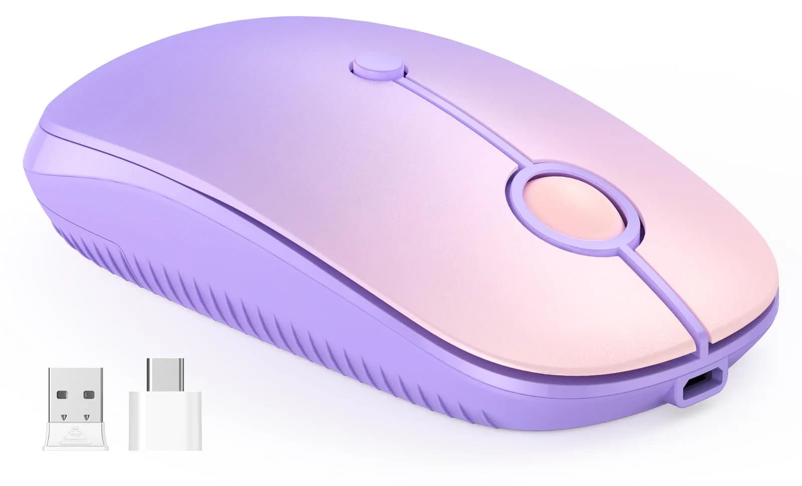 VssoPlor Type-C Wireless Mouse, Dual Mode 2.4G Cordless Mouse with USB & Type-C Receiver, Gradient Purple | Ergonomic Design for PC, Laptop, MacBook - view 8