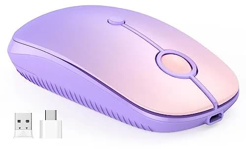 VssoPlor Type-C Wireless Mouse, Dual Mode 2.4G Cordless Mouse with USB & Type-C Receiver, Gradient Purple | Ergonomic Design for PC, Laptop, MacBook thumbnail 8