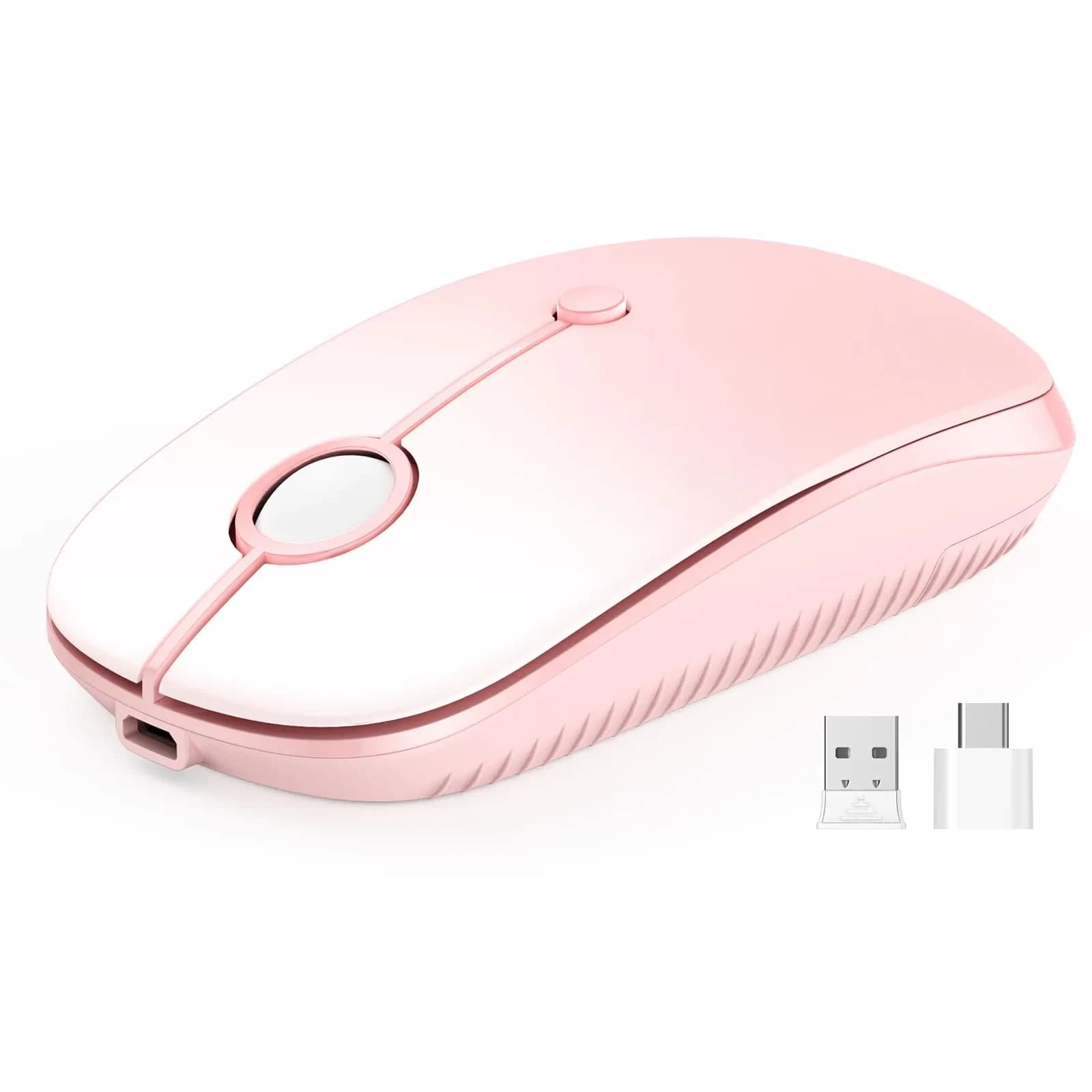 VssoPlor Type-C Wireless Mouse, Dual Mode 2.4G Cordless Mouse with USB & Type-C Receiver, Gradient Pink | Ergonomic Design for PC, Laptop, MacBook - main product image