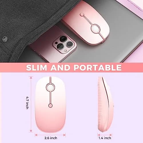 VssoPlor Type-C Wireless Mouse, Dual Mode 2.4G Cordless Mouse with USB & Type-C Receiver, Gradient Pink | Ergonomic Design for PC, Laptop, MacBook thumbnail 6