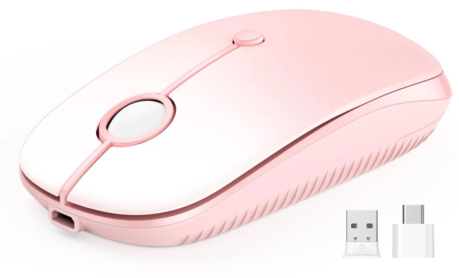 VssoPlor Type-C Wireless Mouse - Gradient Pink, Rechargeable Ergonomic Computer Mouse with USB & Type-C Receiver - main product image