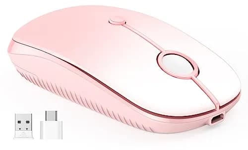 VssoPlor Type-C Wireless Mouse, Dual Mode 2.4G Cordless Mouse with USB & Type-C Receiver, Gradient Pink | Ergonomic Design for PC, Laptop, MacBook thumbnail 8