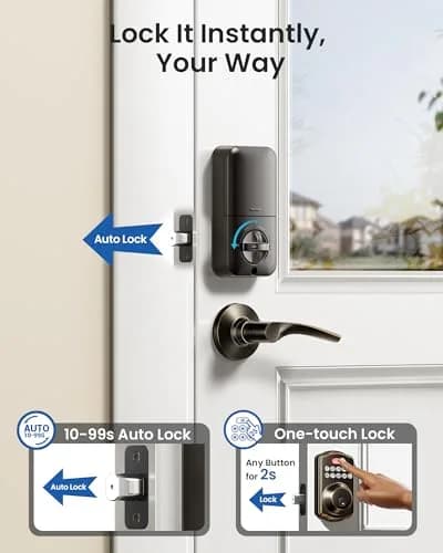 Veise KS01B Keypad Door Lock with 2 Lever Handles Set, Oil Rubbed Bronze | Smart Keyless Entry & Auto Lock thumbnail 5