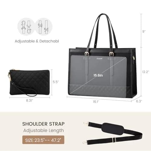 LOVEVOOK Laptop Tote Bag for Women, 15.6 Inch | Stylish & Functional with Laptop Compartment thumbnail 4
