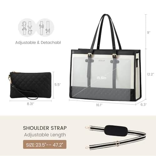 LOVEVOOK Laptop Tote Bag for Women, 15.6 Inch | Stylish & Functional, USA Import thumbnail 4