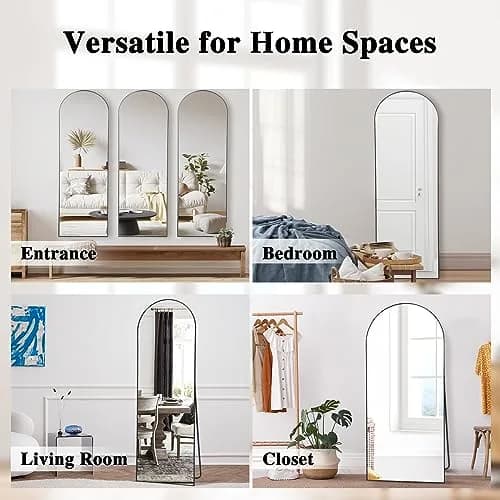 Anpark Black Arched Mirror Full Length 58" | Full Body Standing Wall Mirror for Bedroom & Living Room thumbnail 4