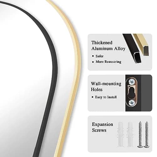 Anpark Black Arched Mirror Full Length 58" | Full Body Standing Wall Mirror for Bedroom & Living Room thumbnail 6