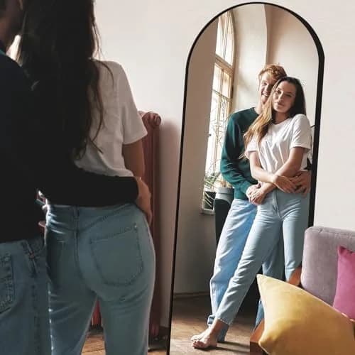Anpark Black Arched Mirror Full Length 58" | Full Body Standing Wall Mirror for Bedroom & Living Room thumbnail 3