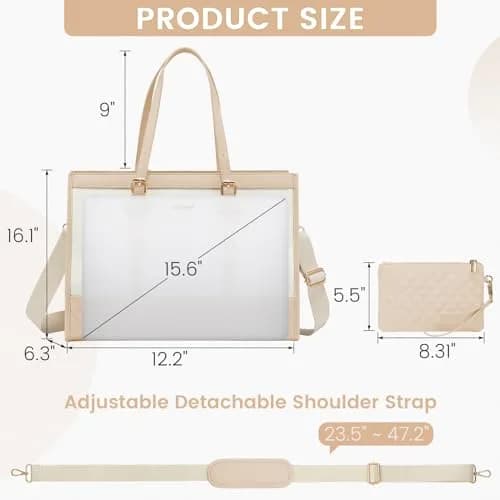 LOVEVOOK Laptop Tote Bag for Women, 15.6 Inch | Stylish & Functional Work Bag thumbnail 3