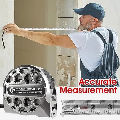 HOTBEST 25ft (7.6m) Stainless Steel Tape Measure | Waterproof & Rustproof Retractable Ruler for Construction thumbnail 6