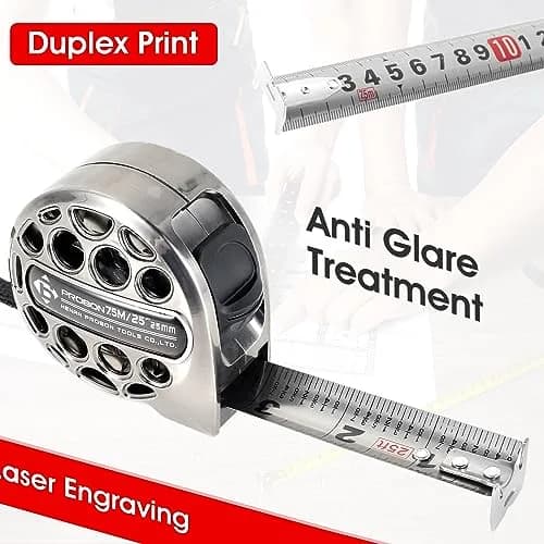 HOTBEST 25ft (7.6m) Stainless Steel Tape Measure | Waterproof & Rustproof Retractable Ruler for Construction thumbnail 7