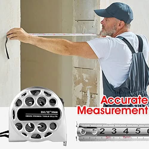 HOTBEST Retractable Tape Measure 3m (9.8ft) Stainless Steel | Double-Sided Scale, Waterproof, Locking Mechanism thumbnail 7