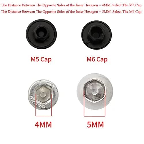 YehVeh Nylon Screw Cap Set (50 Pieces) M5 + M6 | Anti-Dust Hexagon Hole Caps for Allen Screws thumbnail 4
