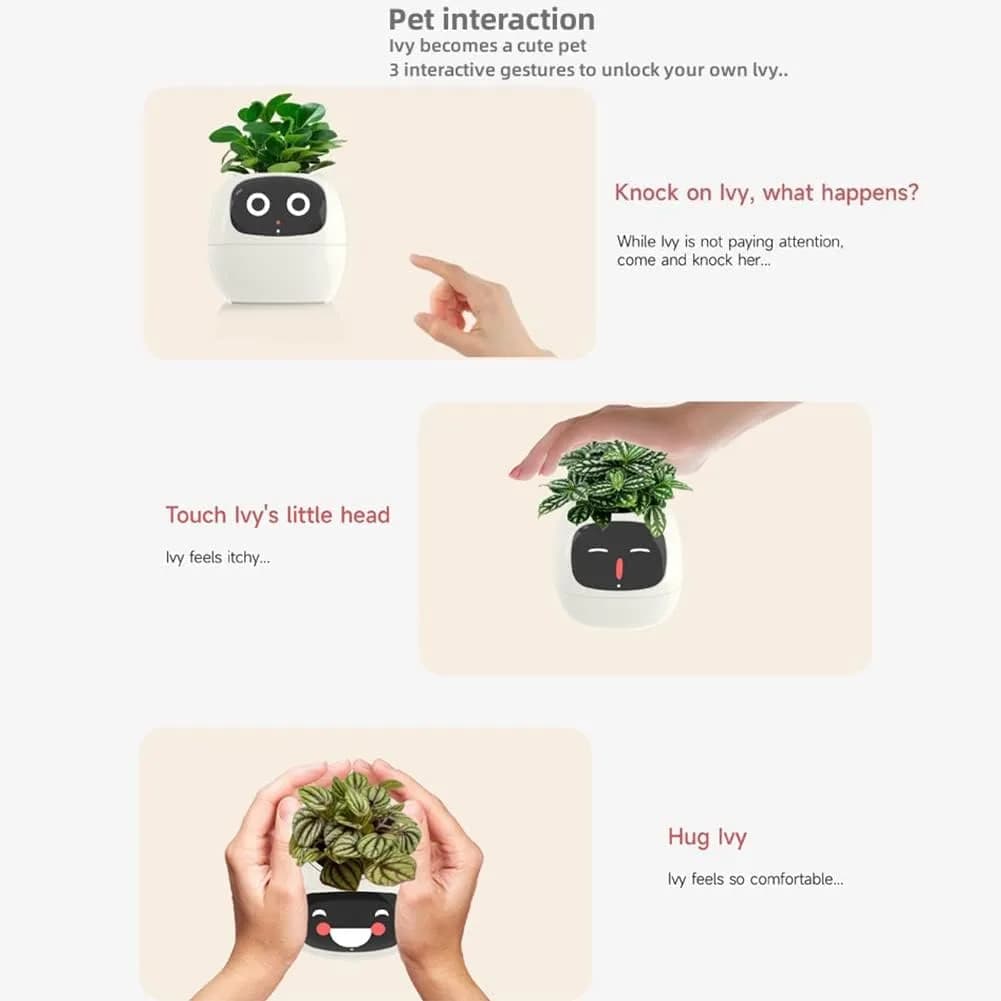 Itigoitie Smart Pet Planter White 9.6cm (3.78in) | AI-Powered Plant Care & Digital Photo Frame - view 7