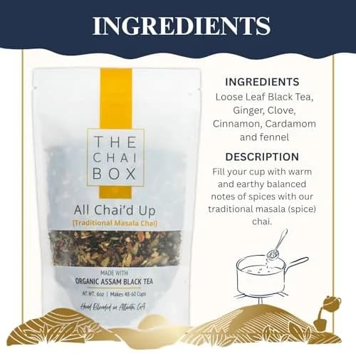 The Chai Box Traditional Masala Chai 6 Oz | Organic Black Tea with Spices thumbnail 2