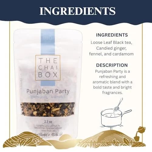 The Chai Box Traditional Ginger & Fennel Chai - 2.5 Oz | Organic Black Tea with Whole Spices thumbnail 3