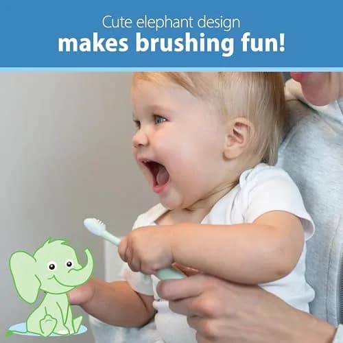 Dr. Brown's Infant-to-Toddler Toothbrush, Mint Elephant, 0-3 Years | BPA-Free, Soft Bristles thumbnail 7