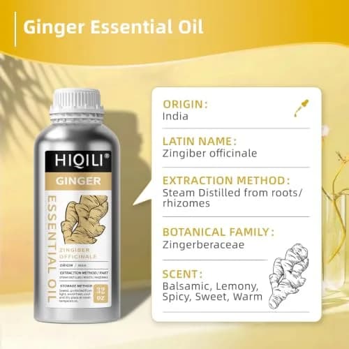 HIQILI Ginger Essential Oil 1000ml (32 Fl Oz) | Steam Distilled for Hair, Massage & Skin thumbnail 5