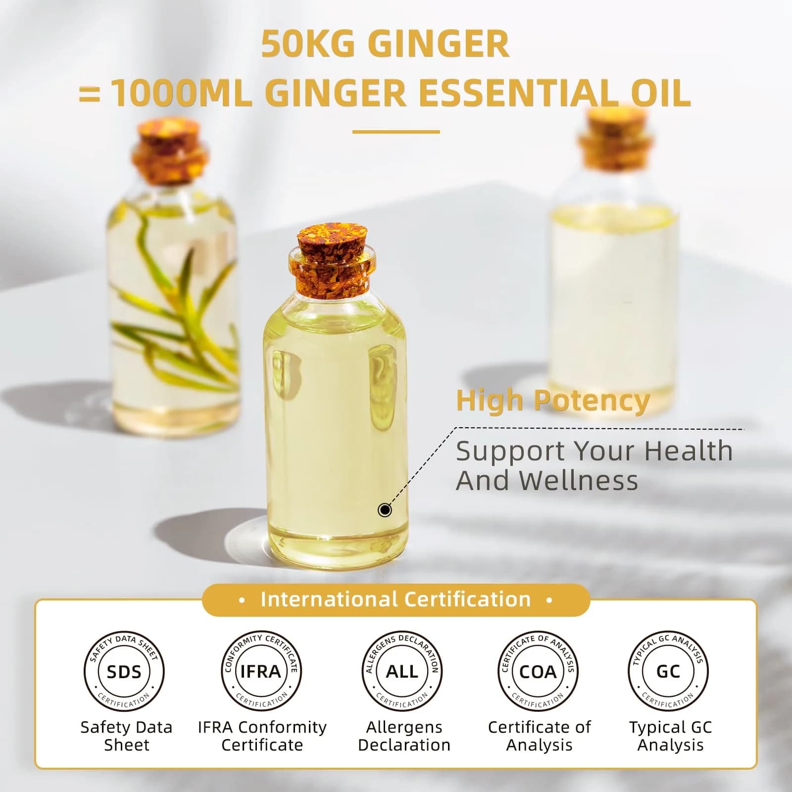 HIQILI Ginger Essential Oil 1000ml (32 Fl Oz) | Steam Distilled for Hair, Massage & Skin - view 6