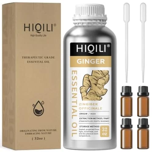 HIQILI Ginger Essential Oil 1000ml (32 Fl Oz) | Steam Distilled for Hair, Massage & Skin thumbnail 1