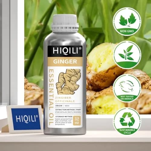 HIQILI Ginger Essential Oil 1000ml (32 Fl Oz) | Steam Distilled for Hair, Massage & Skin thumbnail 7