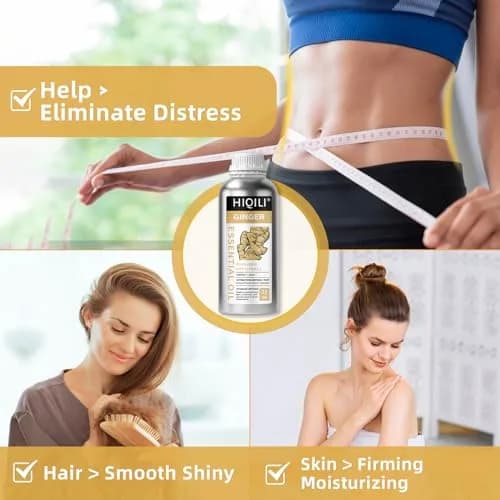 HIQILI Ginger Essential Oil 1000ml (32 Fl Oz) | Steam Distilled for Hair, Massage & Skin thumbnail 2