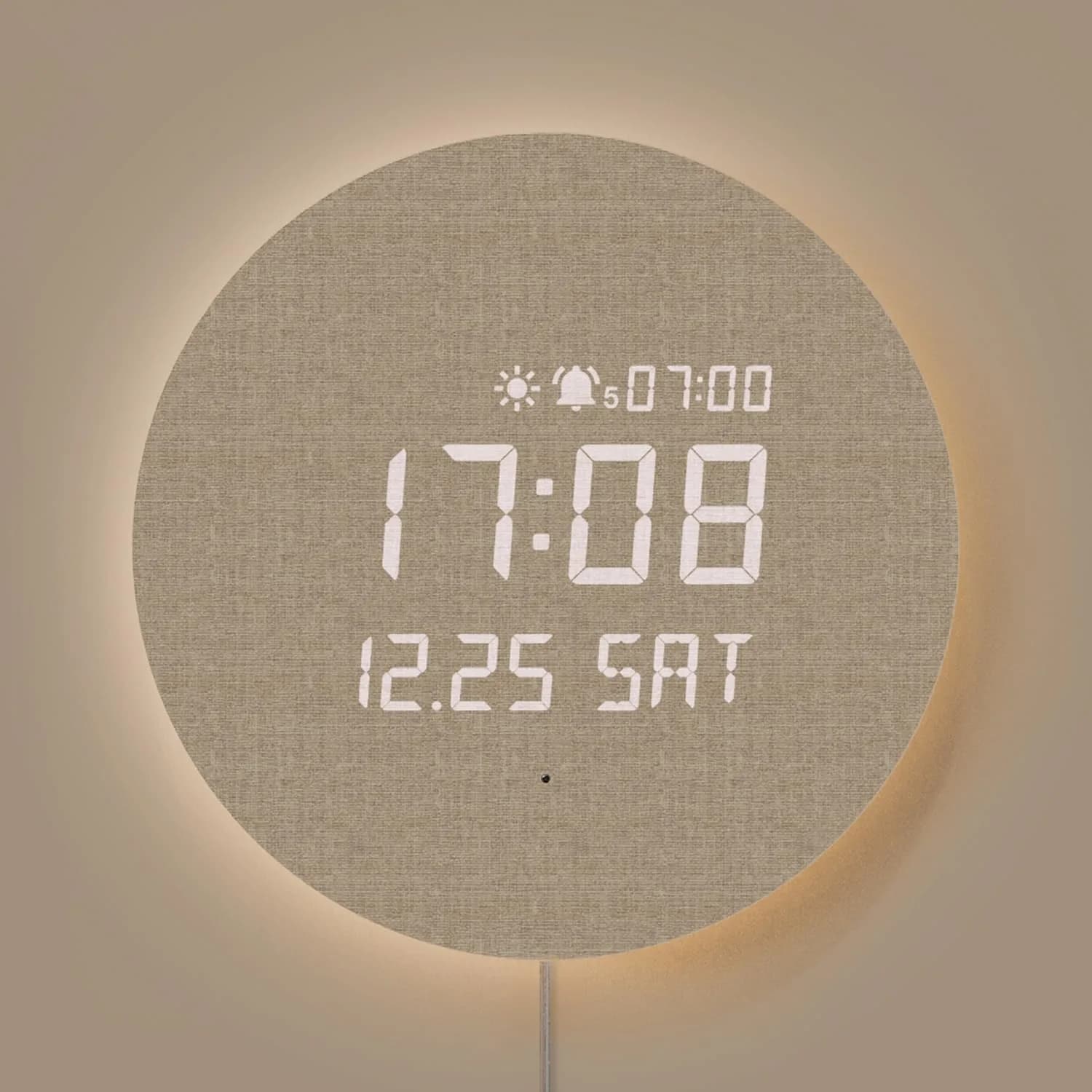 mooas Full Moon LED Silent Wooden Digital Wall Clock with Remote Control, 11.6 in (29.5 cm) Round | Sunrise Alarm & Nightlight - main product image
