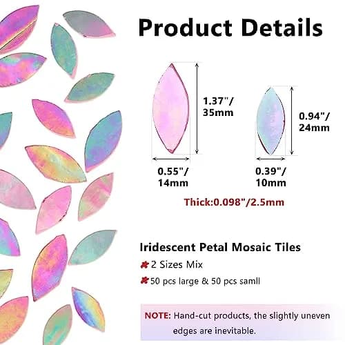 Yoption Iridescent Pink Glass Petal Mosaic Tiles | Hand-Cut Craft Tiles for Home & Crafts (1.4 x 0.6 inches) thumbnail 4