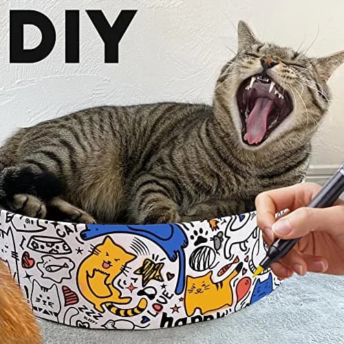 ARGOPET Oval Cat Scratcher Bed with Toy 43cm (17in) | Curved Design for Spine Support thumbnail 4