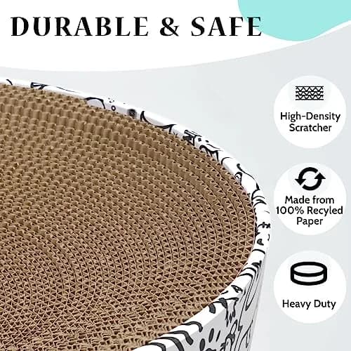 ARGOPET Oval Cat Scratcher Bed with Toy 43cm (17in) | Curved Design for Spine Support thumbnail 3