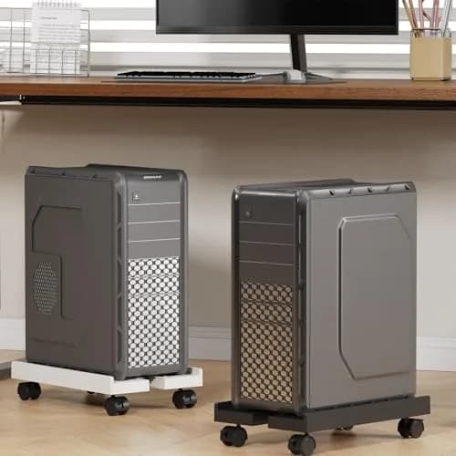 Hovadova Adjustable Computer Tower Stand Black | Ventilated Mobile CPU Holder with Locking Wheels thumbnail 4