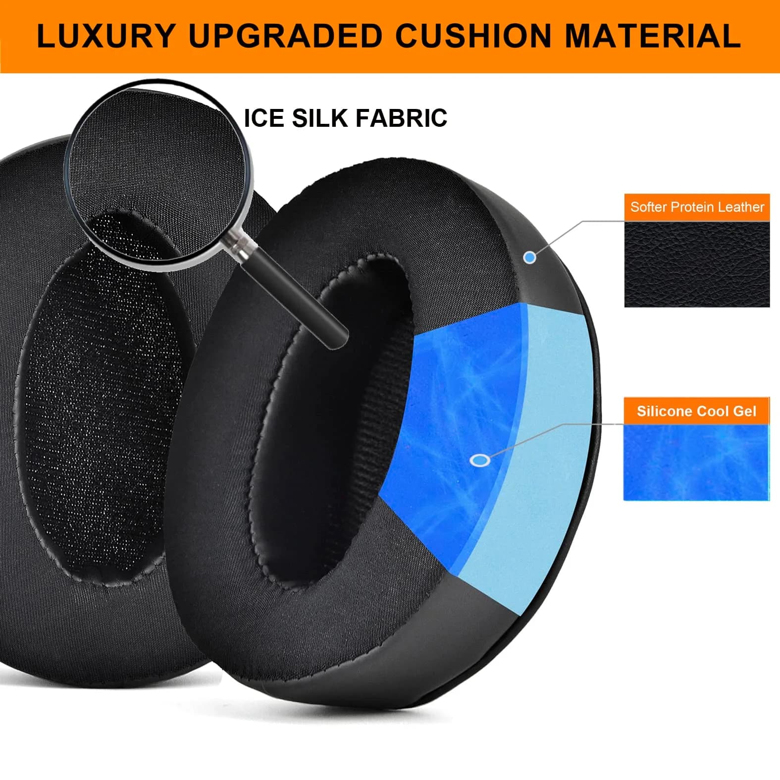 defean Replacement Earpads for Sennheiser HD 4.50BT, HD 4.40BT, HD 4.30G, HD 450BT, HD 350BT Headsets (Black, 2-Pack) - view 3