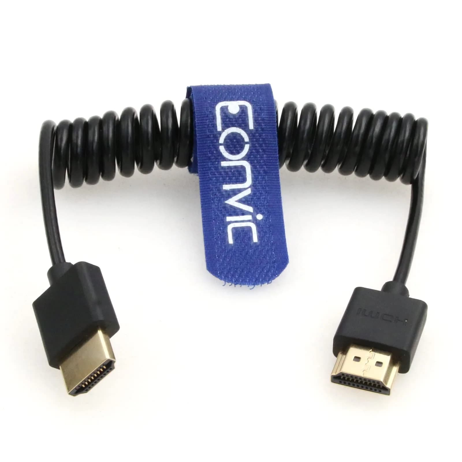 Eonvic 8K HDMI Coiled Cable 25cm (Stretches to 1M) | High Speed HDMI 2.1 Male to Male Extender for Cameras & Monitors — Coiled Cable