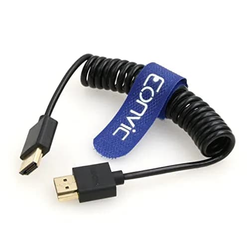 Eonvic 8K HDMI Coiled Cable 25cm (Stretches to 1M) | High Speed HDMI 2.1 Male to Male Extender for Cameras & Monitors thumbnail 2