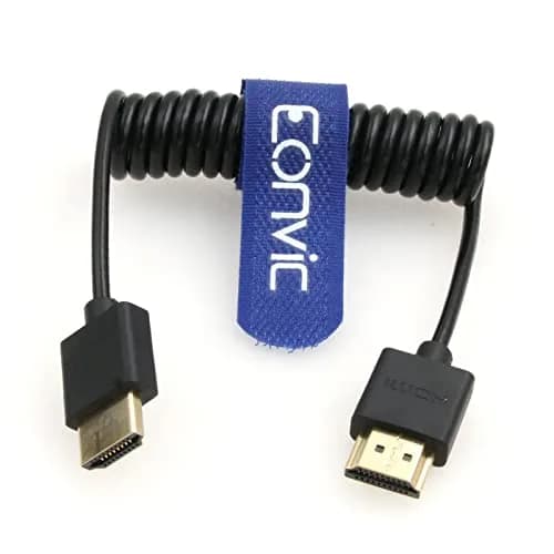 Eonvic 8K HDMI Coiled Cable 25cm (Stretches to 1M) | High Speed HDMI 2.1 Male to Male Extender for Cameras & Monitors thumbnail 3
