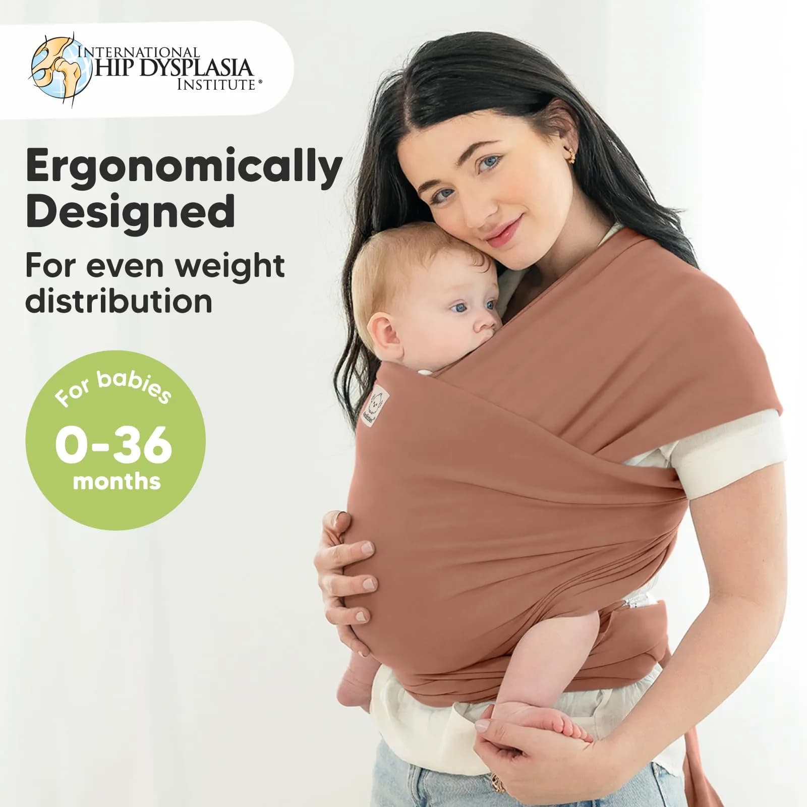 KeaBabies Original Baby Wrap Carrier - Terracotta | One Size, Ergonomic & Breathable - view 2