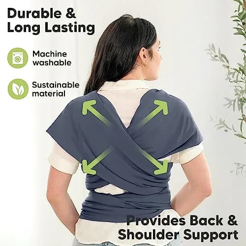 KeaBabies Original Baby Wrap Carrier Raven | Ergonomic, IHDI Certified, Breathable Fabric for Newborns to Toddlers thumbnail 5
