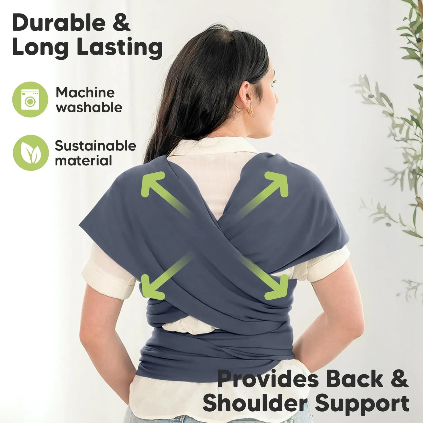 KeaBabies Original Baby Wrap Carrier Raven | Ergonomic, IHDI Certified, Breathable Fabric for Newborns to Toddlers - view 5