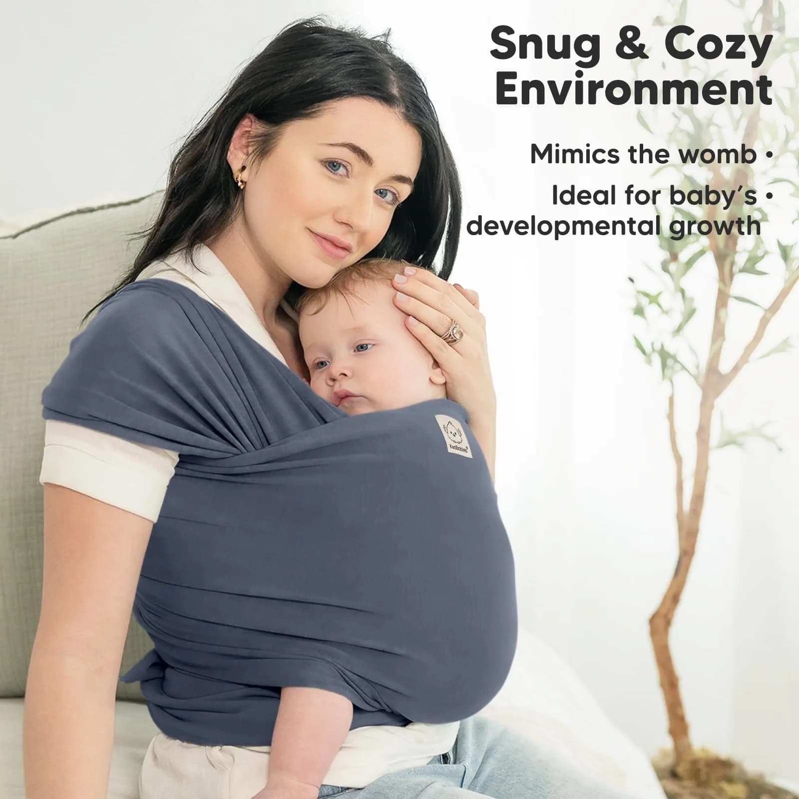KeaBabies Original Baby Wrap Carrier Raven | Ergonomic, IHDI Certified, Breathable Fabric for Newborns to Toddlers - view 6