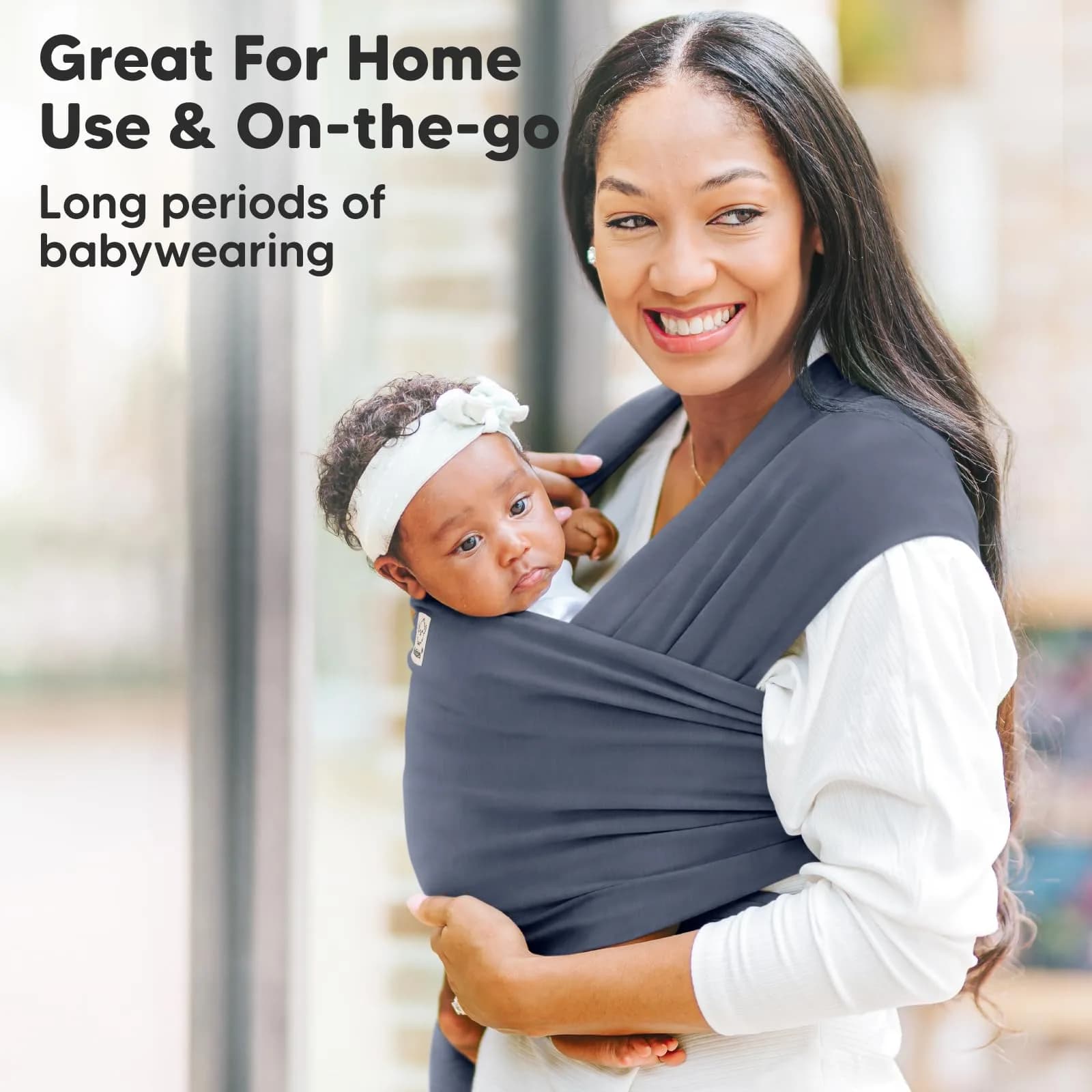 KeaBabies Original Baby Wrap Carrier Raven | Ergonomic, IHDI Certified, Breathable Fabric for Newborns to Toddlers - view 7