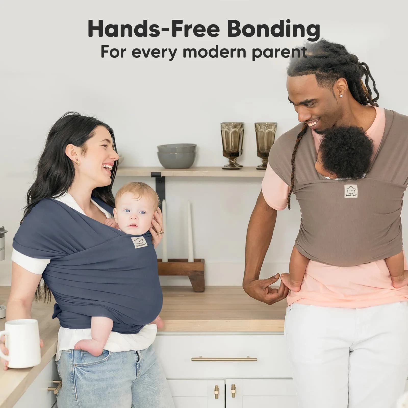 KeaBabies Original Baby Wrap Carrier Raven | Ergonomic, IHDI Certified, Breathable Fabric for Newborns to Toddlers - view 8