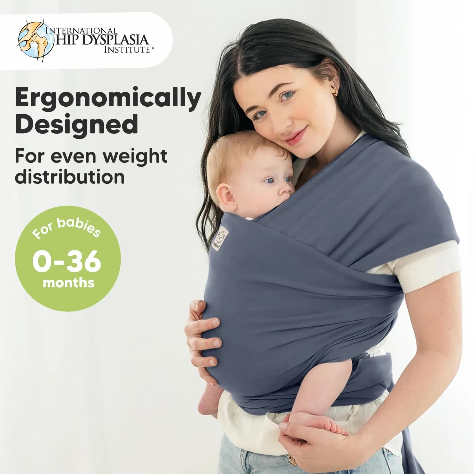 KeaBabies Original Baby Wrap Carrier Raven | Ergonomic, IHDI Certified, Breathable Fabric for Newborns to Toddlers - view 2