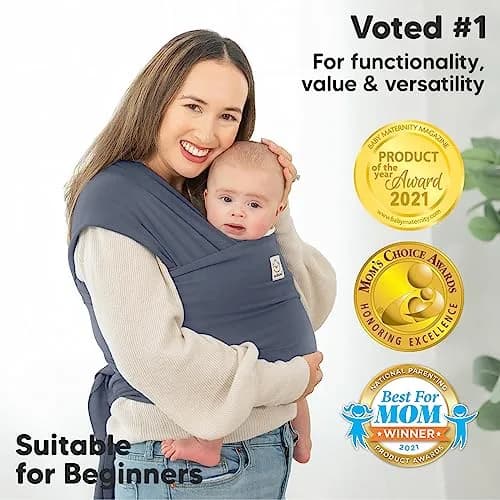 KeaBabies Original Baby Wrap Carrier Raven | Ergonomic, IHDI Certified, Breathable Fabric for Newborns to Toddlers thumbnail 3