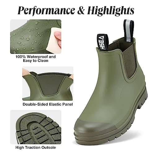 HISEA Women's Short Rain Boots Waterproof Ankle Chelsea Boots | Stylish, 100% Waterproof, All-Season Comfort (70-120 chars) thumbnail 4