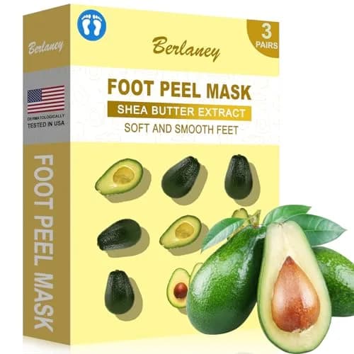 Berlaney Foot Peeling Mask for Dry Cracked Feet 3 Pairs | Exfoliating Peel with Shea Butter (60ml/2.03 Fl Oz) | Unisex thumbnail 1