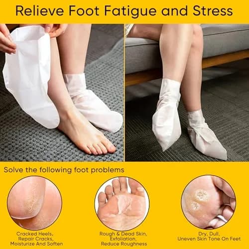 Berlaney Foot Peeling Mask for Dry Cracked Feet 3 Pairs | Exfoliating Peel with Shea Butter (60ml/2.03 Fl Oz) | Unisex thumbnail 3